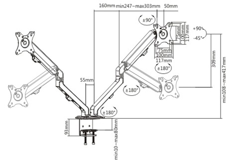 GOPPA (ゴッパ) ディスプレイアーム スチール 垂直平回転アーム 1画