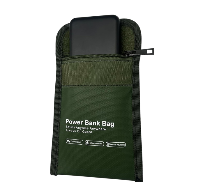 モバイルバッテリー用燃えにくいケース(グリーン)【送料無料】