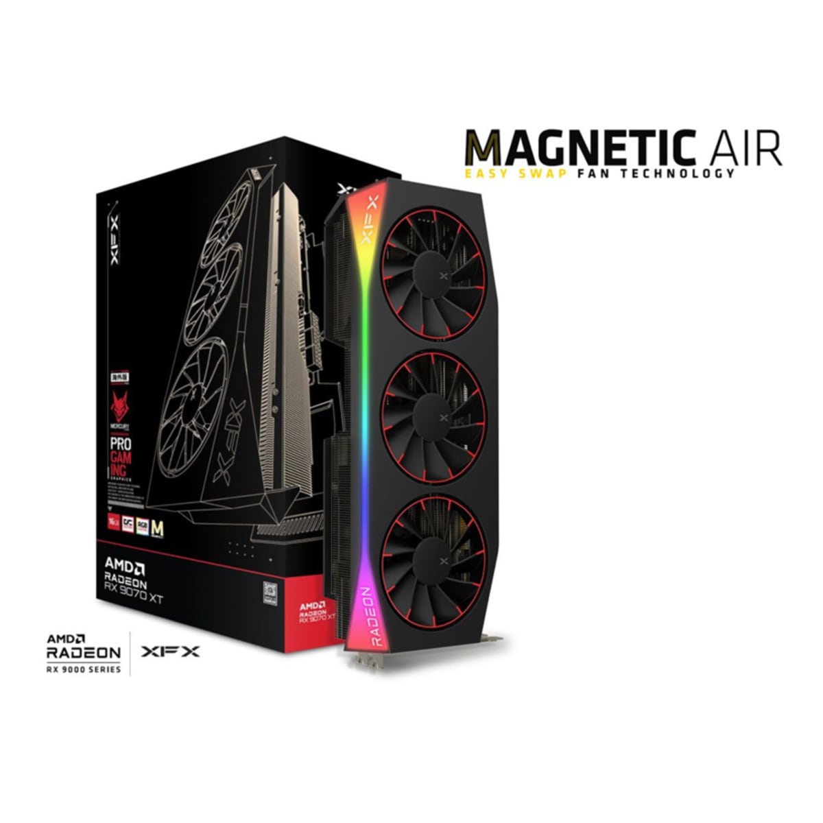 XFX Mercury AMD Radeon™ RX 9070 XT OC Magnetic Air with RGB
