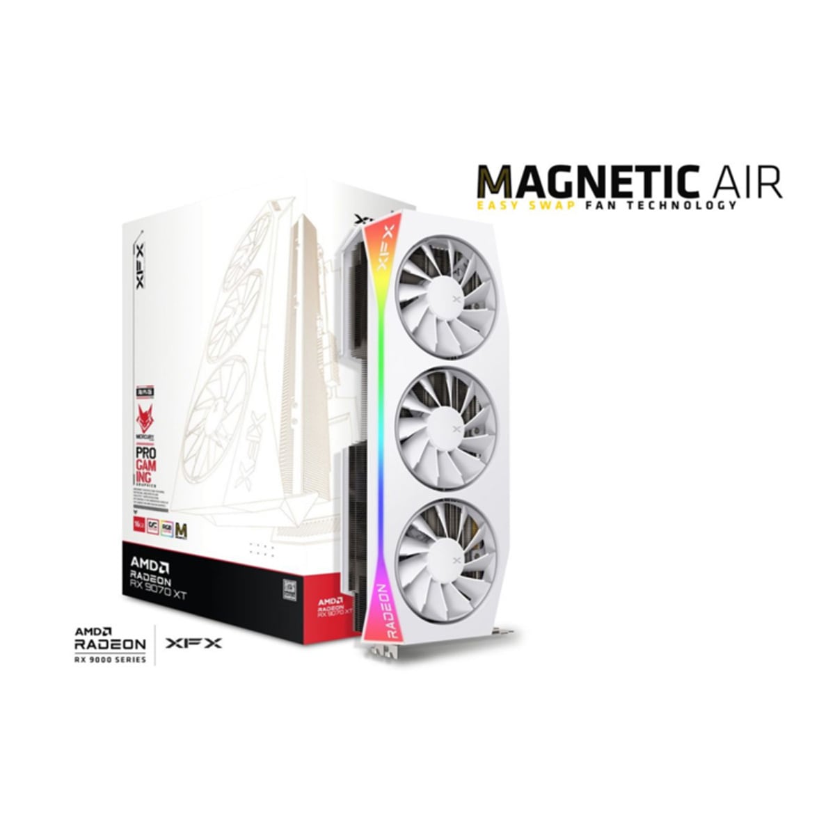 XFX Mercury AMD Radeon™ RX 9070 XT OC White Magnetic Air with RGB